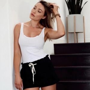 n:Philanthropy Rest Combo Romper Sleeveless Tank White Black Cat Medium NWT